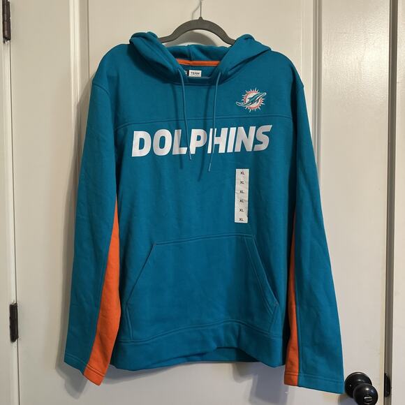 MIAMI DOLPHINS NFL FOOTBALL THERMA FIT ON FIELD HOODIE SWEATSHIRT XL $85 - Picture 1 of 10